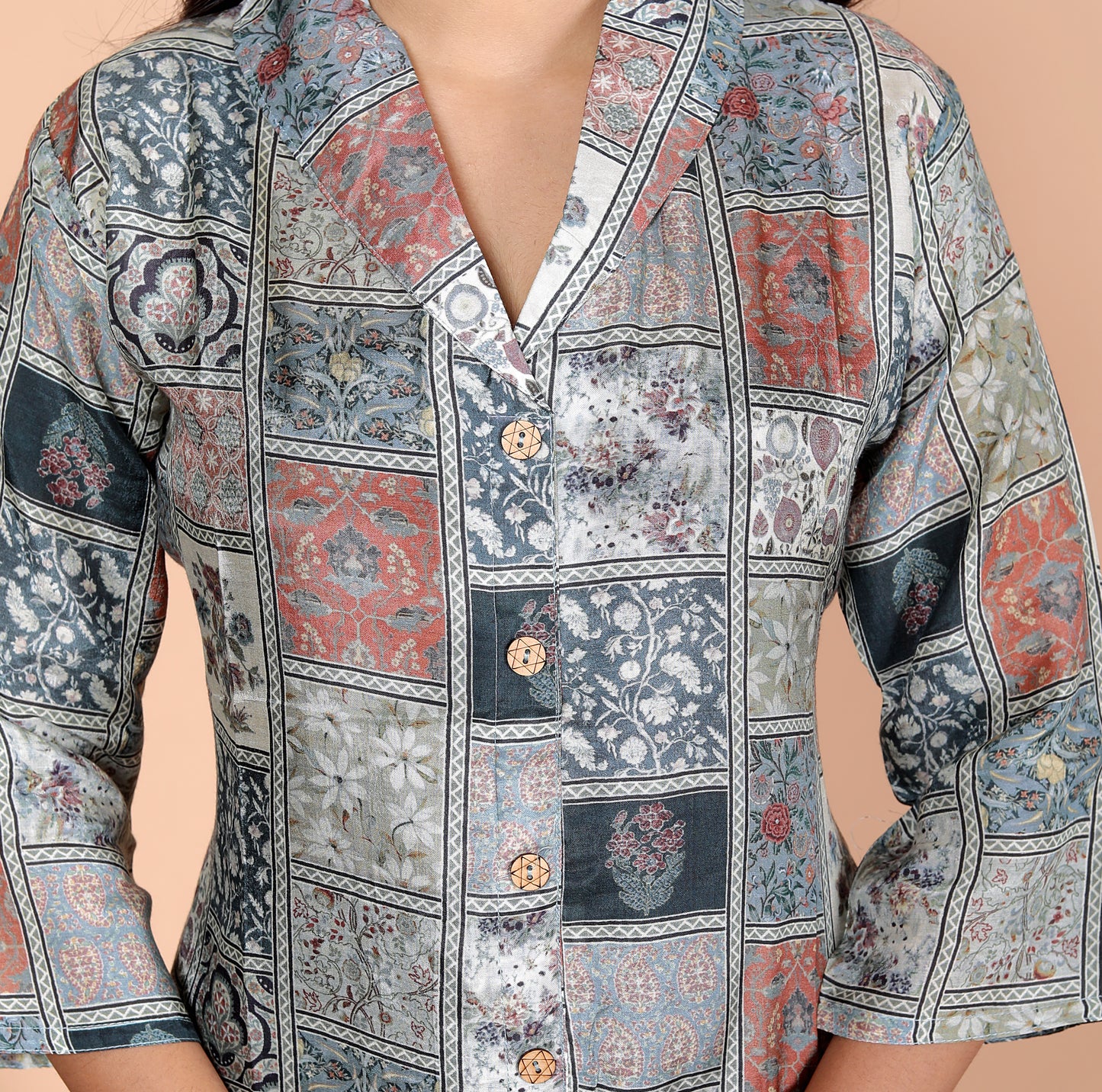 Multicolor Block Muslin Short Kurti