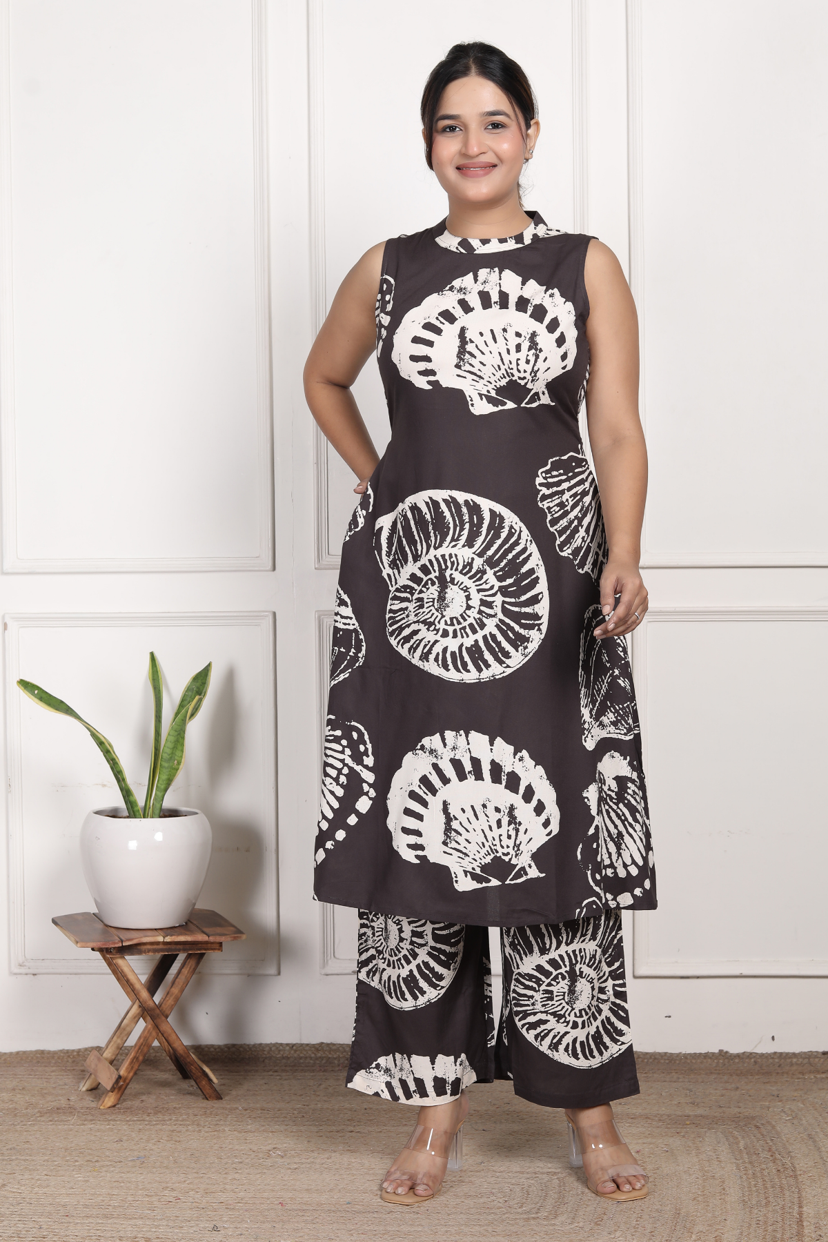 Bold Brown Abstract Rayon Co-ord Set