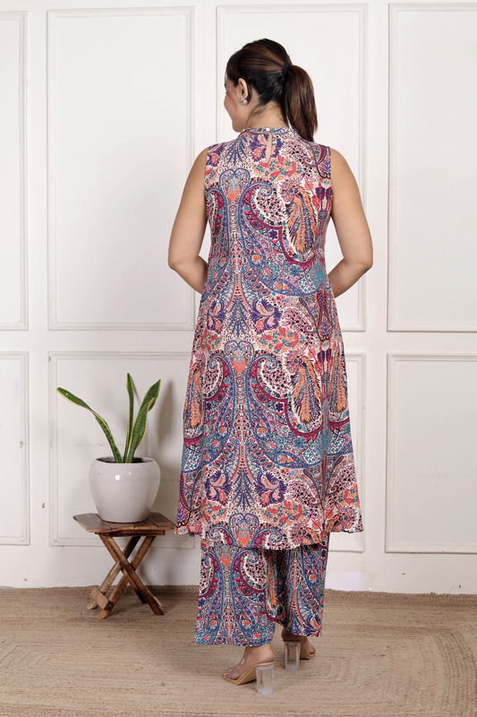 Vibrant Multicolor Abstract Rayon Co-ord Set