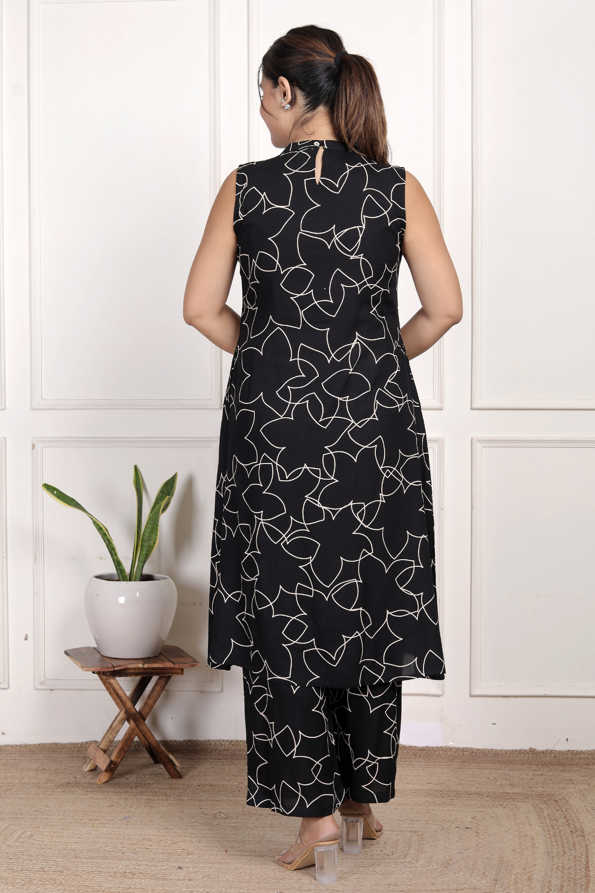 Breezy Black Floral Rayon Co-ord Set