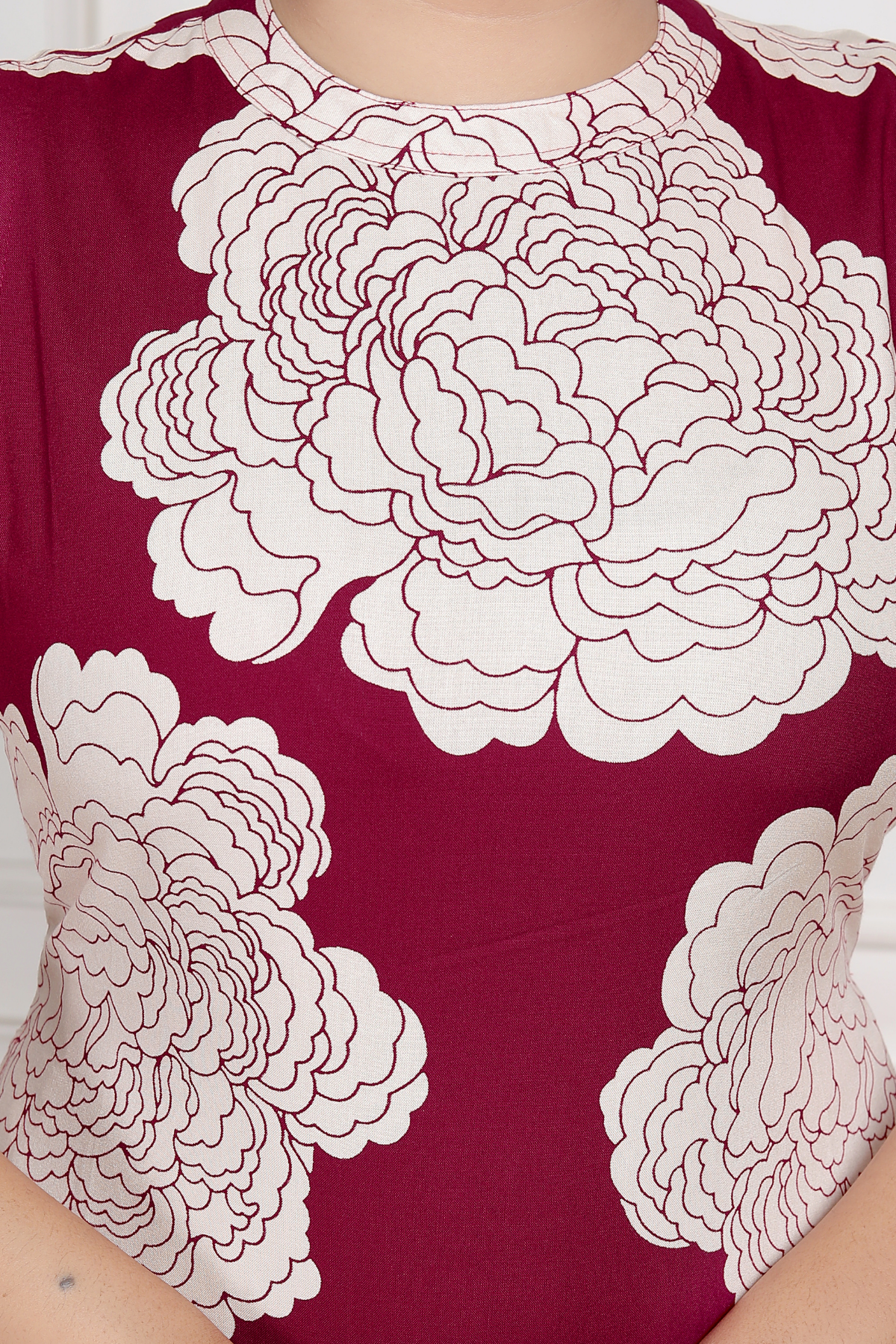 Elegant Maroon Floral Rayon Co-ord Set