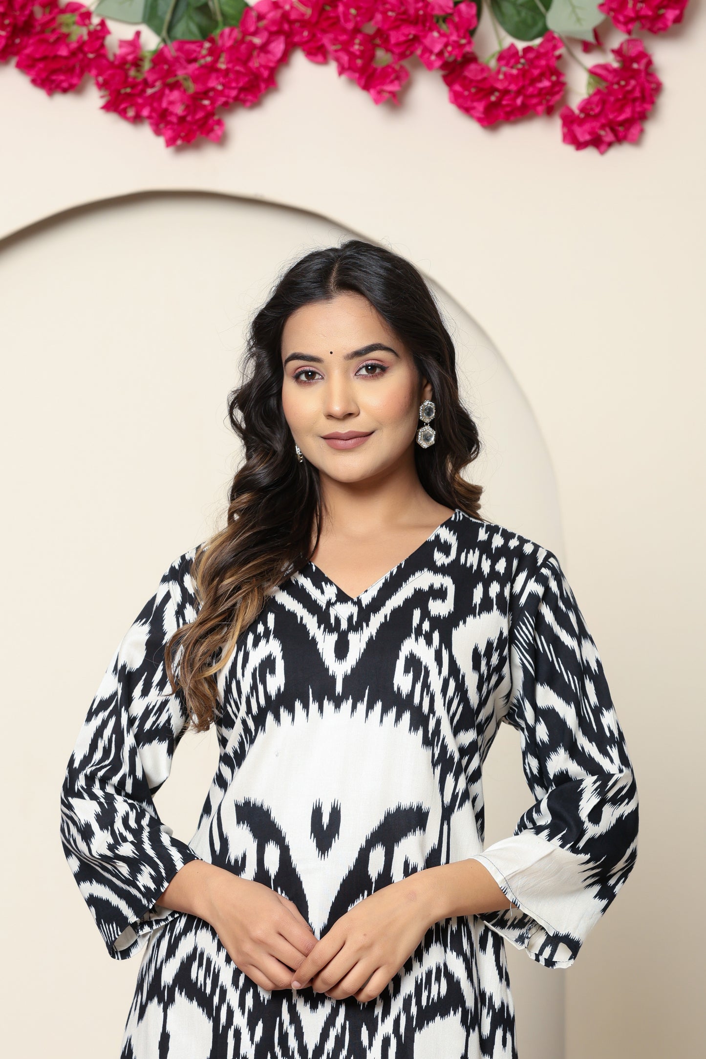 Black Solid Cotton Voile Palazzo Suit Set