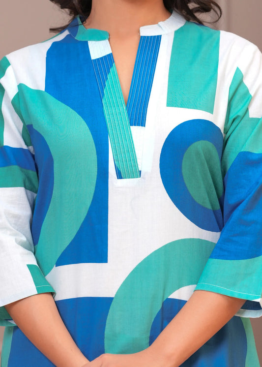 Multicolor Geometric Palazzo Suit Set