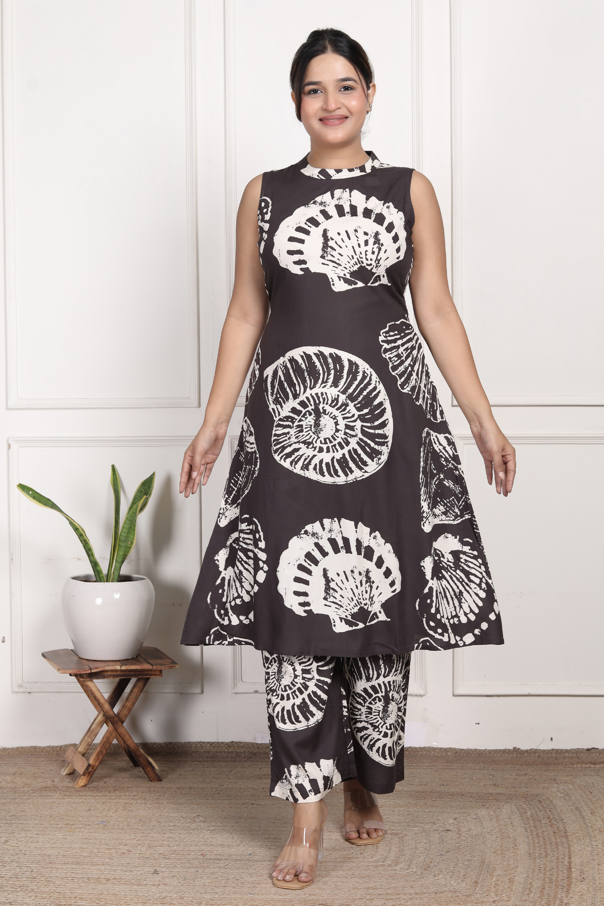Bold Brown Abstract Rayon Co-ord Set