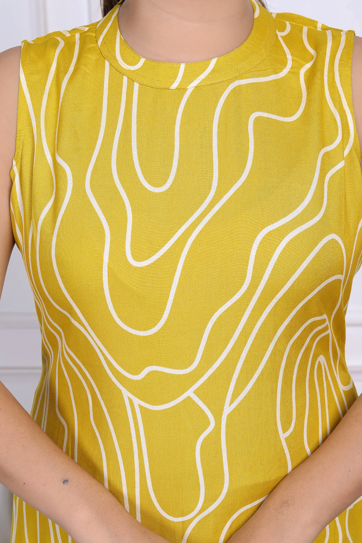 Sunny Yellow Abstract Rayon Co-ord Set