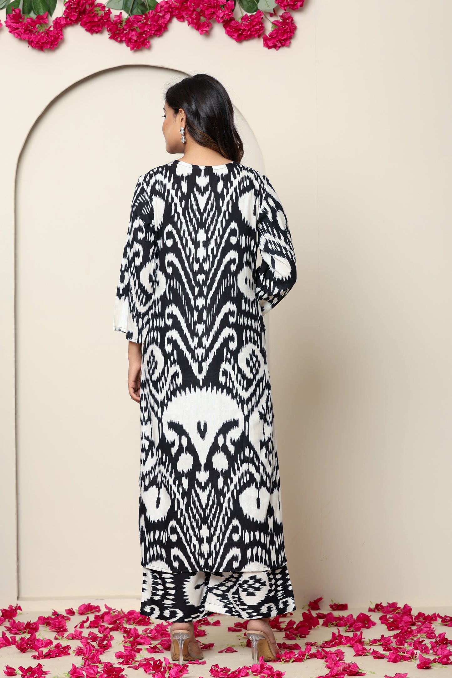 Black Solid Cotton Voile Palazzo Suit Set