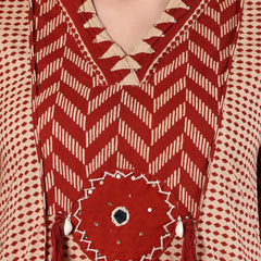 Maroon Geometric Pure Cotton Suit Set